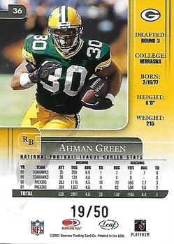 2002 Leaf Rookies & Stars - Longevity #36 Ahman Green Back