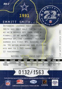 2002 Leaf Rookies & Stars - Run with History #RH-2 Emmitt Smith Back