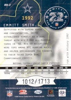 2002 Leaf Rookies & Stars - Run with History #RH-3 Emmitt Smith Back