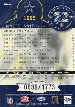 2002 Leaf Rookies & Stars - Run with History #RH-6 Emmitt Smith Back