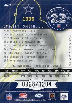 2002 Leaf Rookies & Stars - Run with History #RH-7 Emmitt Smith Back