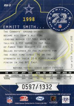 2002 Leaf Rookies & Stars - Run with History #RH-9 Emmitt Smith Back