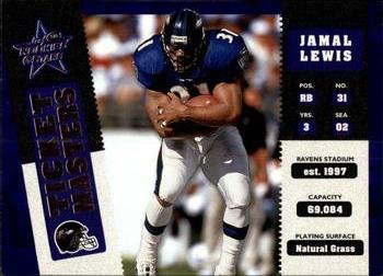 2002 Leaf Rookies & Stars - Ticket Masters #TM-2 Jamal Lewis / Ray Lewis Front