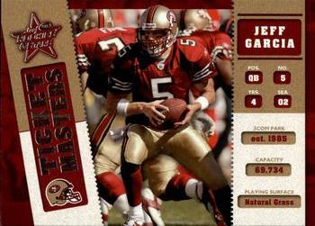 2002 Leaf Rookies & Stars - Ticket Masters #TM-18 Jeff Garcia / Garrison Hearst Front