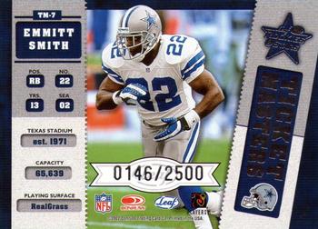 2002 Leaf Rookies & Stars - Ticket Masters #TM-7 Quincy Carter / Emmitt Smith Back
