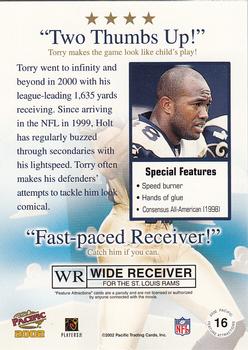 2002 Pacific - Feature Attractions #16 Torry Holt Back