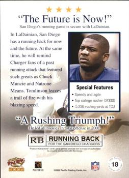 2002 Pacific - Feature Attractions #18 LaDainian Tomlinson Back