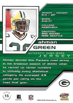 2002 Pacific - Game Worn Jerseys #15 Ahman Green Back