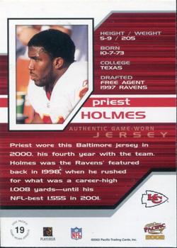 2002 Pacific - Game Worn Jerseys #19 Priest Holmes Back