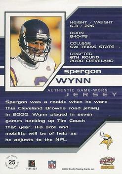 2002 Pacific - Game Worn Jerseys #25 Spergon Wynn Back