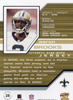 2002 Pacific - Game Worn Jerseys #28 Aaron Brooks Back