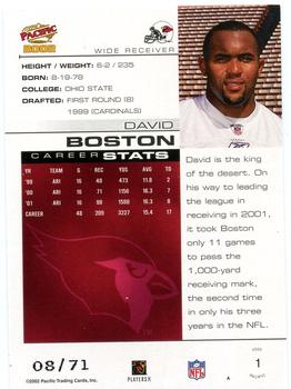 2002 Pacific - LTD #1 David Boston Back