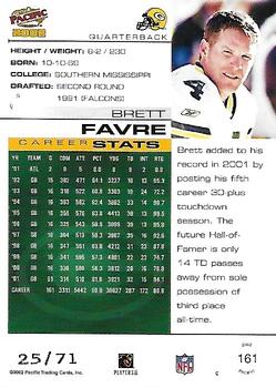 2002 Pacific - LTD #161 Brett Favre Back