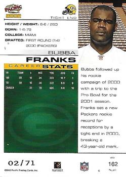 2002 Pacific - LTD #162 Bubba Franks Back