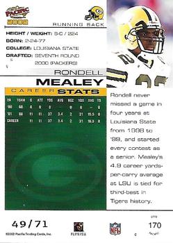 2002 Pacific - LTD #170 Rondell Mealey Back