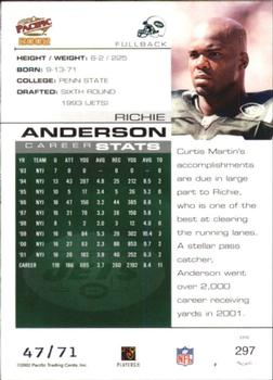 2002 Pacific - LTD #297 Richie Anderson Back