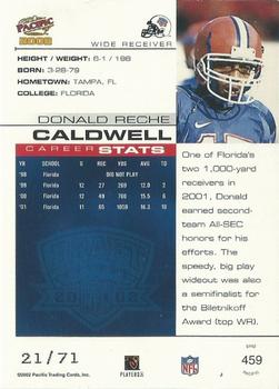 2002 Pacific - LTD #459 Reche Caldwell Back