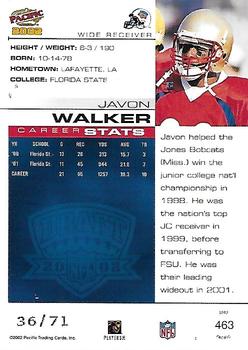 2002 Pacific - LTD #463 Javon Walker Back