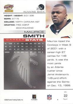 2002 Pacific - Premiere Date #22 Maurice Smith Back
