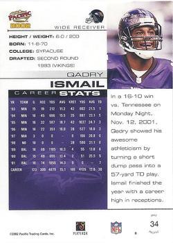 2002 Pacific - Premiere Date #34 Qadry Ismail Back