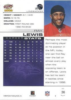 2002 Pacific - Premiere Date #36 Ray Lewis Back