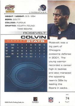 2002 Pacific - Premiere Date #74 Rosevelt Colvin Back