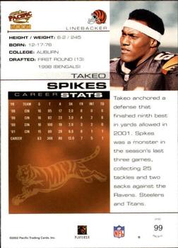 2002 Pacific - Premiere Date #99 Takeo Spikes Back