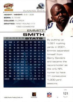 2002 Pacific - Premiere Date #121 Emmitt Smith Back