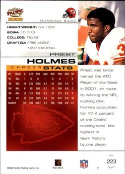 2002 Pacific - Premiere Date #223 Priest Holmes Back