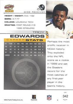 2002 Pacific - Premiere Date #342 Troy Edwards Back