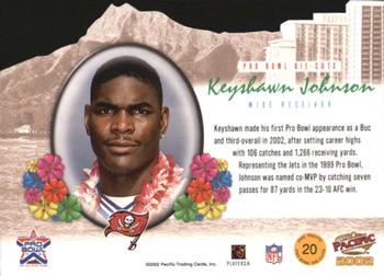 2002 Pacific - Pro Bowl Die Cuts #20 Keyshawn Johnson Back