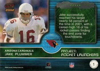 2002 Pacific - Rocket Launchers #1 Jake Plummer Back