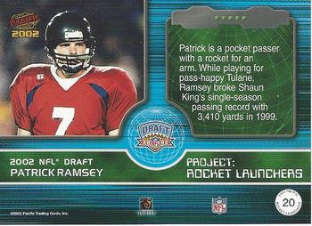 2002 Pacific - Rocket Launchers #20 Patrick Ramsey Back