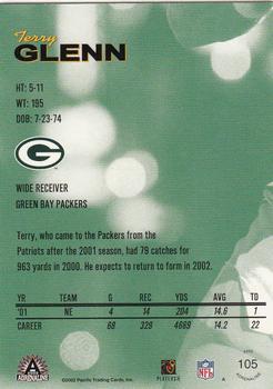 2002 Pacific Adrenaline - Pacific Nights #105 Terry Glenn Back