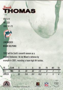 2002 Pacific Adrenaline - Red #152 Zach Thomas Back