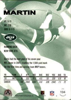 2002 Pacific Adrenaline - Red #194 Curtis Martin Back