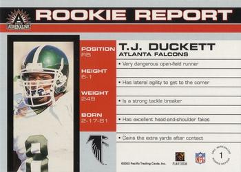 2002 Pacific Adrenaline - Rookie Report #1 T.J. Duckett Back