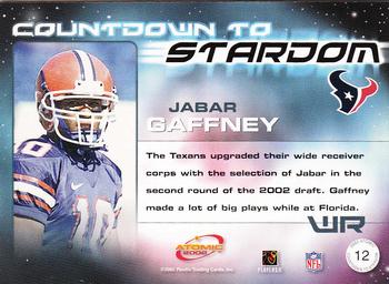 2002 Pacific Atomic - Countdown to Stardom #12 Jabar Gaffney Back