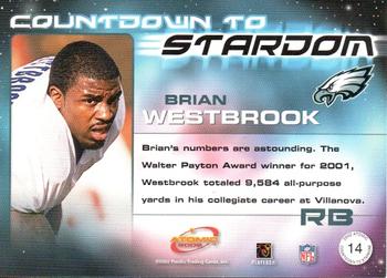 2002 Pacific Atomic - Countdown to Stardom #14 Brian Westbrook Back