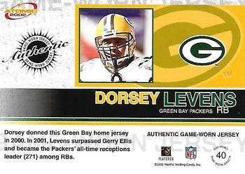 2002 Pacific Atomic - Game-Worn Jerseys Patch Variation #40 Dorsey Levens Back