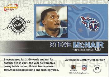 2002 Pacific Atomic - Game-Worn Jerseys Patch Variation #97 Steve McNair Back