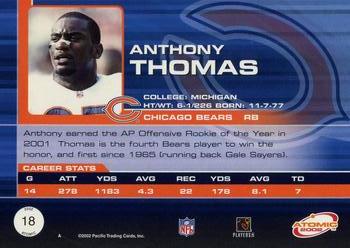 2002 Pacific Atomic - Non Die Cut #18 Anthony Thomas Back