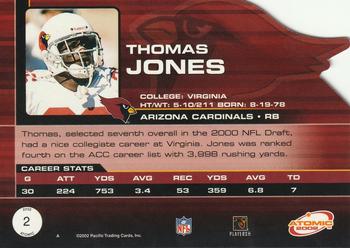 2002 Pacific Atomic - Red #2 Thomas Jones Back