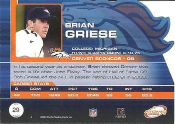 2002 Pacific Atomic - Red #29 Brian Griese Back