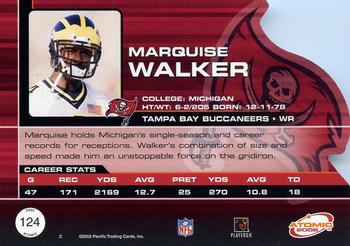 2002 Pacific Atomic - Red #124 Marquise Walker Back