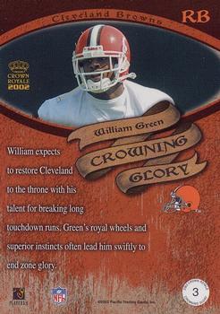 2002 Pacific Crown Royale - Crowning Glory #3 William Green Back