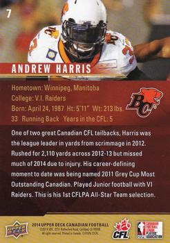 2014 Upper Deck CFPLA All-Stars #7 Andrew Harris Back