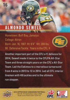 2014 Upper Deck CFPLA All-Stars #16 Almondo Sewell Back