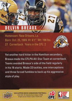 2014 Upper Deck CFPLA All-Stars #20 Delvin Breaux Back