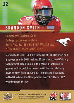2014 Upper Deck CFPLA All-Stars #22 Brandon Smith Back